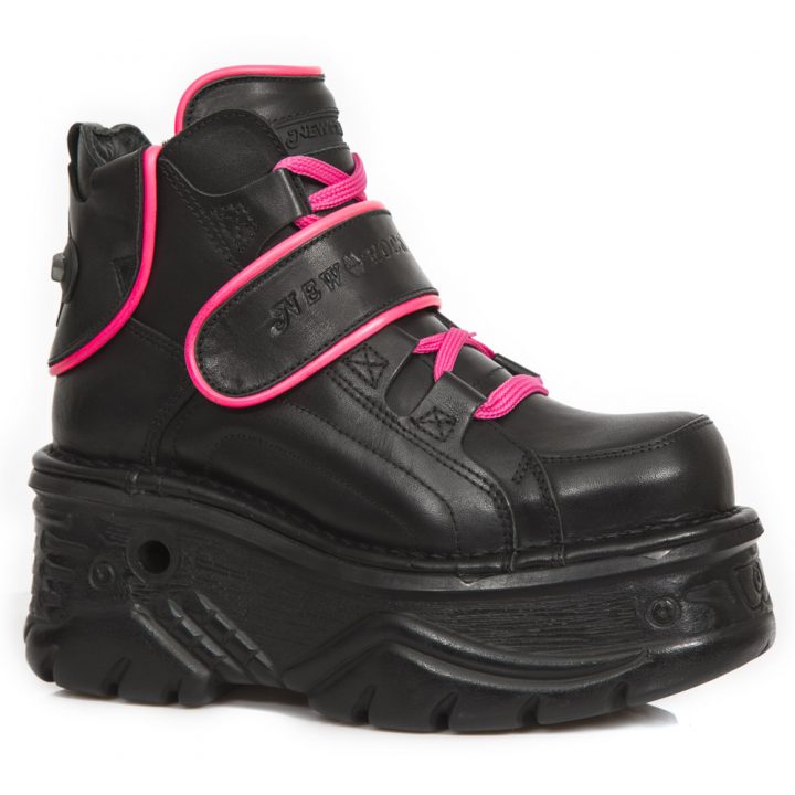 Bottines Lilas, Noir New Rock M-1077-S3