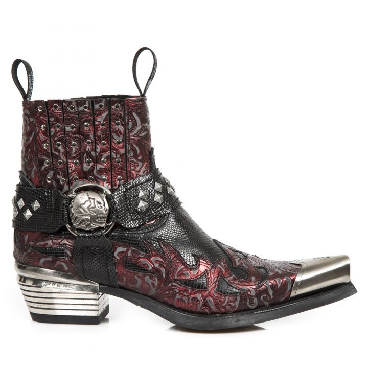 Bottines Noir, Rouge New Rock M-7950P-R5
