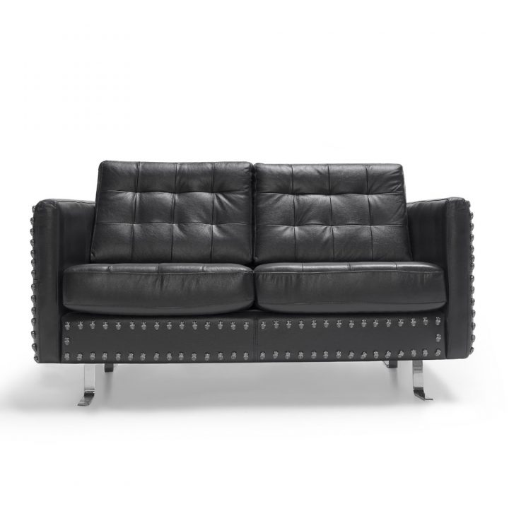 M.NRSOFA1-C1 NEW ROCK BLACK LEATHER SOFA 2PL – Image 2