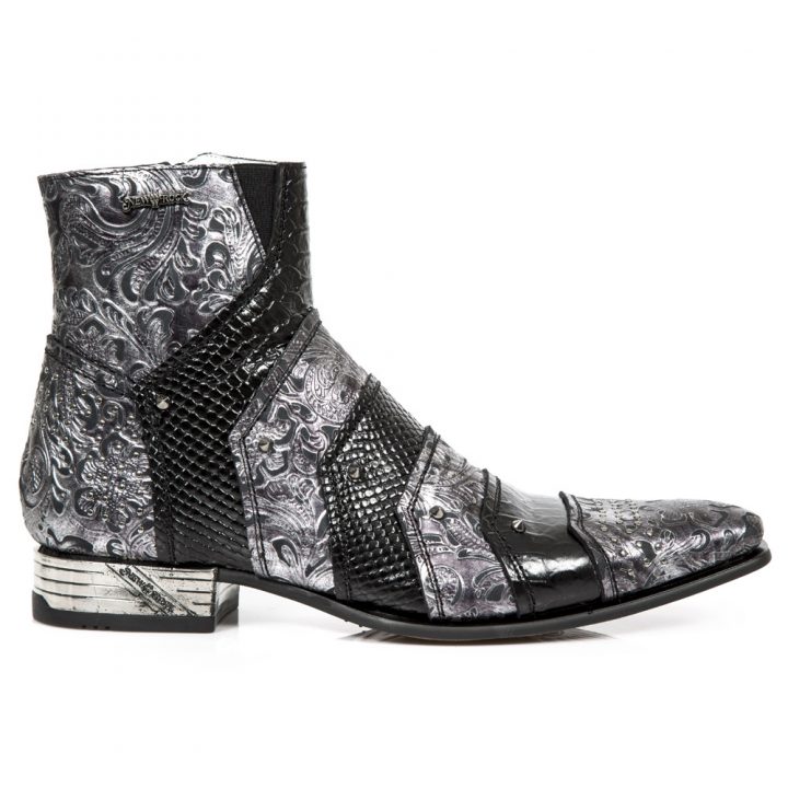 Bottines Acier, Argent, Noir New Rock M-NW122-S3-1