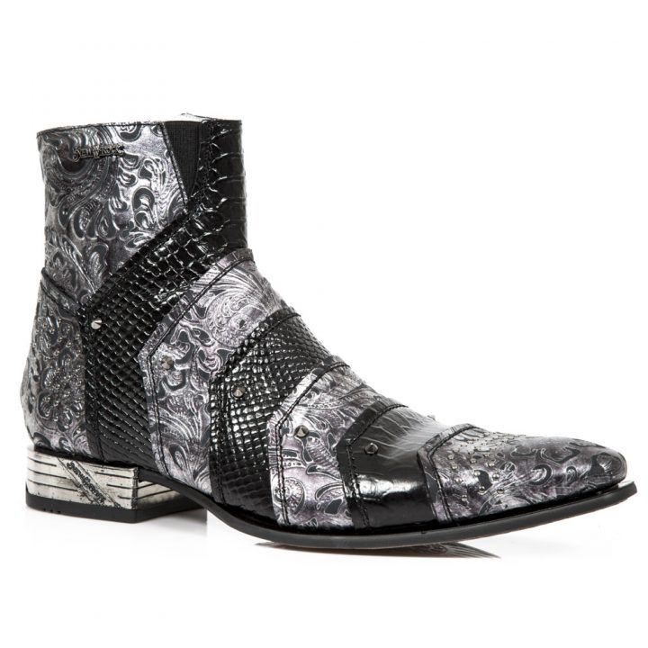 Bottines Acier, Argent, Noir New Rock M-NW122-S3-1 – Image 3