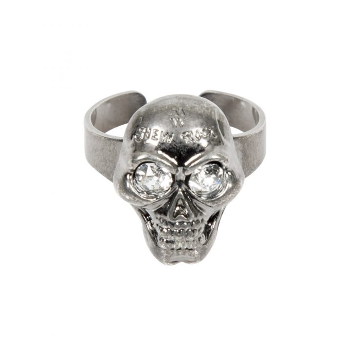M.RING4-S1 NEW ROCK CRYSTAL SKULL METAL RING, 20mm height – Image 2