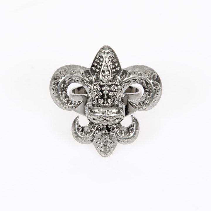 M.RING6-S1 NEW ROCK FLOR DE LYS METAL RING, 30mm height – Image 2