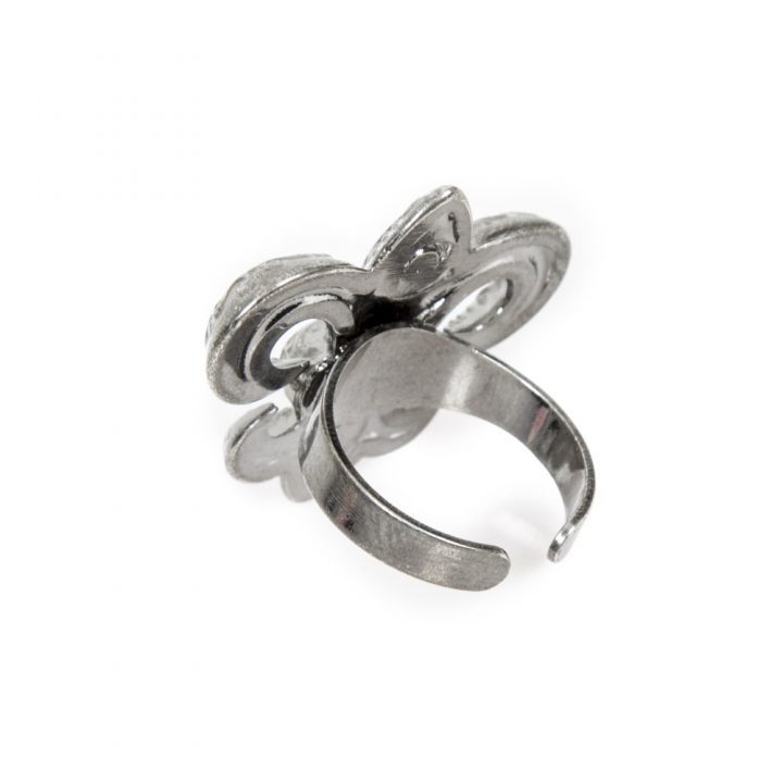 M.RING6-S1 NEW ROCK FLOR DE LYS METAL RING, 30mm height – Image 3