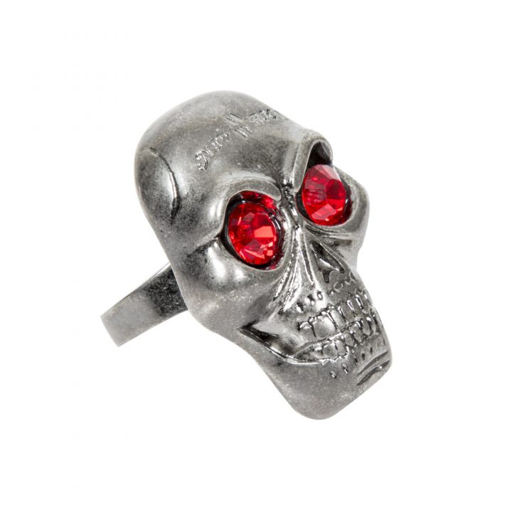 M.RING7-S1 NEW ROCK CRYSTAL SKULL METAL RING, 35mm height