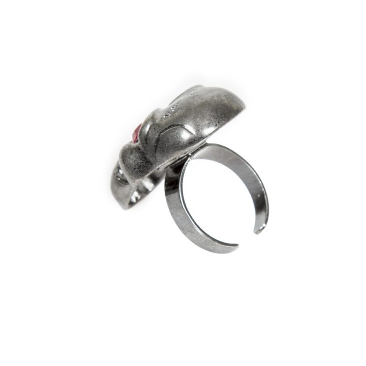M.RING7-S1 NEW ROCK CRYSTAL SKULL METAL RING, 35mm height – Image 3