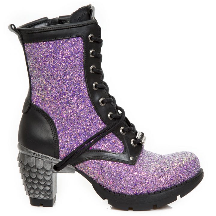 Bottines Lilas, Noir New Rock M-TR037B-S4