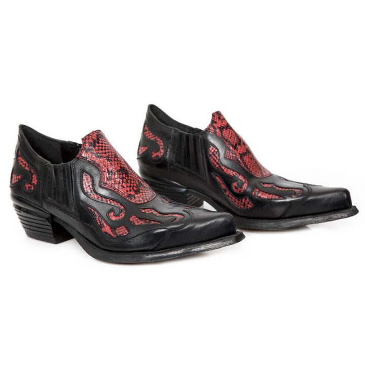Chaussures Noir, Rouge New Rock M-WST075-R1