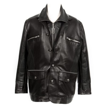 W.NRH02-R1 NAPA NEGRA PERFORADO NEGRO MEN JACKET