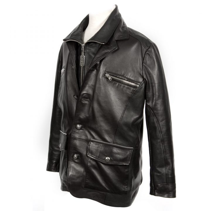 W.NRH02-R1 NAPA NEGRA PERFORADO NEGRO MEN JACKET – Image 2