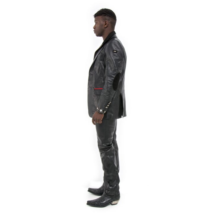 W.NRH03-R1 NAPA NEGRA  RED LEATHER MEN JACKET – Image 3
