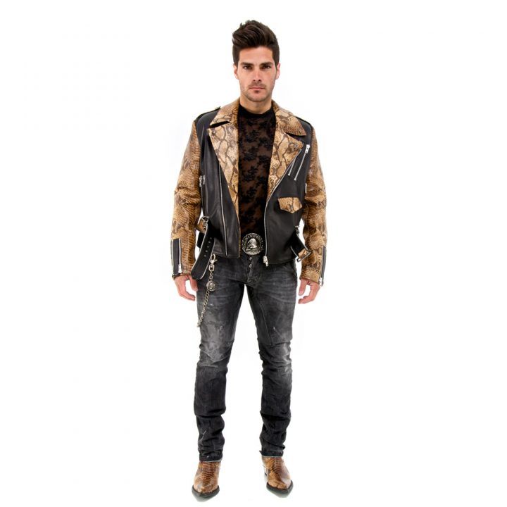 W.NRH044-R1 MEN JACKET NAPA NEGRA SNAKE CUERO – Image 2