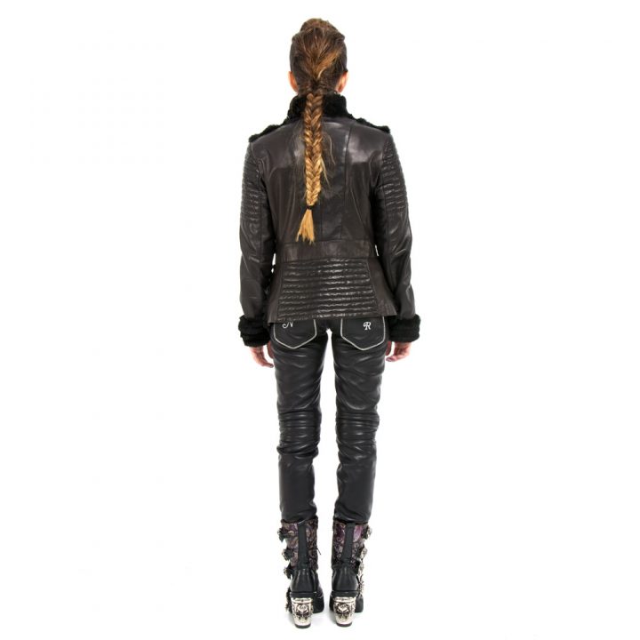 W.NRM16-R1 ANILINA NEGRO PELO NEGRO WOMEN JACKET – Image 4