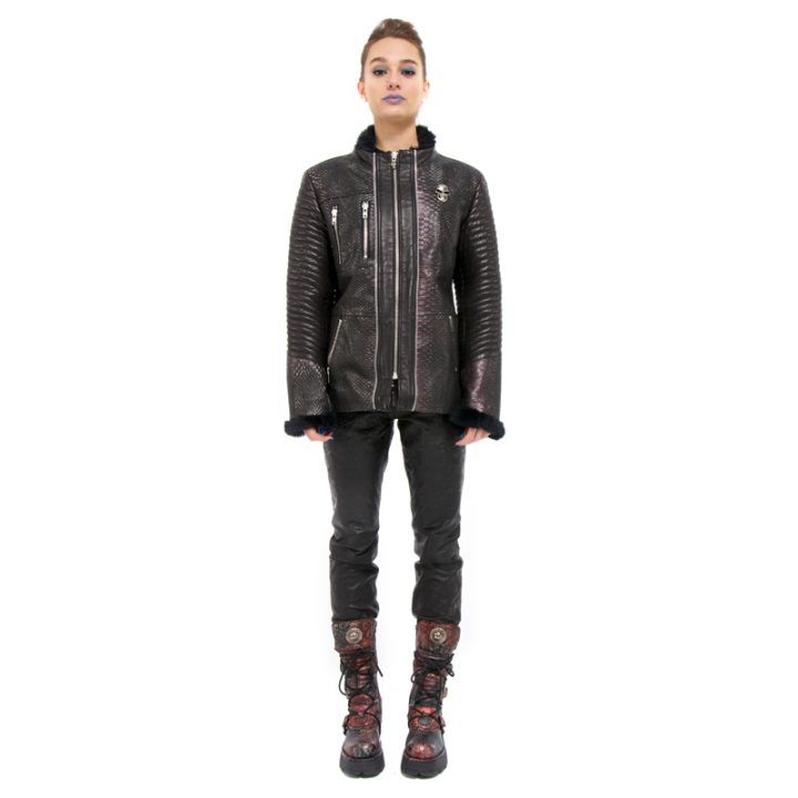 W.NRM24-R1 NAPA NEGRO SERPIENTE LILA WOMEN JACKET – Image 2