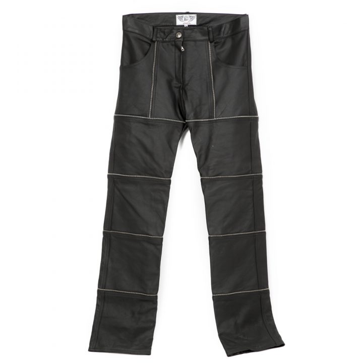 W.PANTS005-S1 BLACK LEATHER MEN PANTS WITH ZIPPERS