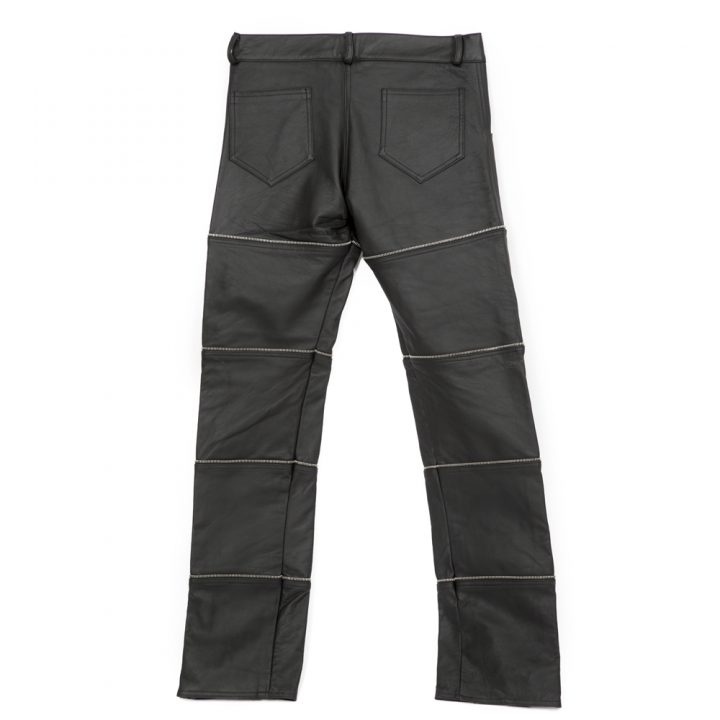 W.PANTS005-S1 BLACK LEATHER MEN PANTS WITH ZIPPERS – Image 2