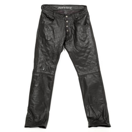 W.PANTS008-R1 BLACK LEATHER BOX PLANE PANTS