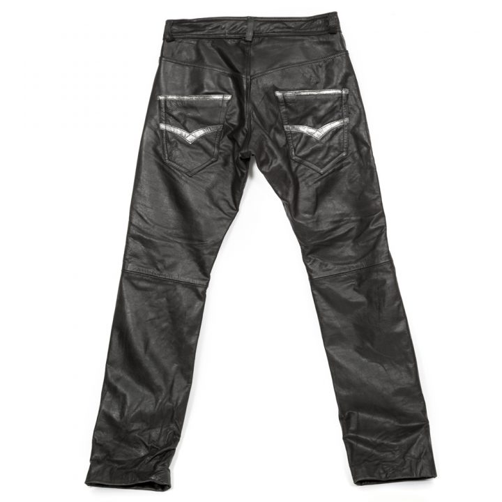 W.PANTS008-R1 BLACK LEATHER BOX PLANE PANTS – Image 2