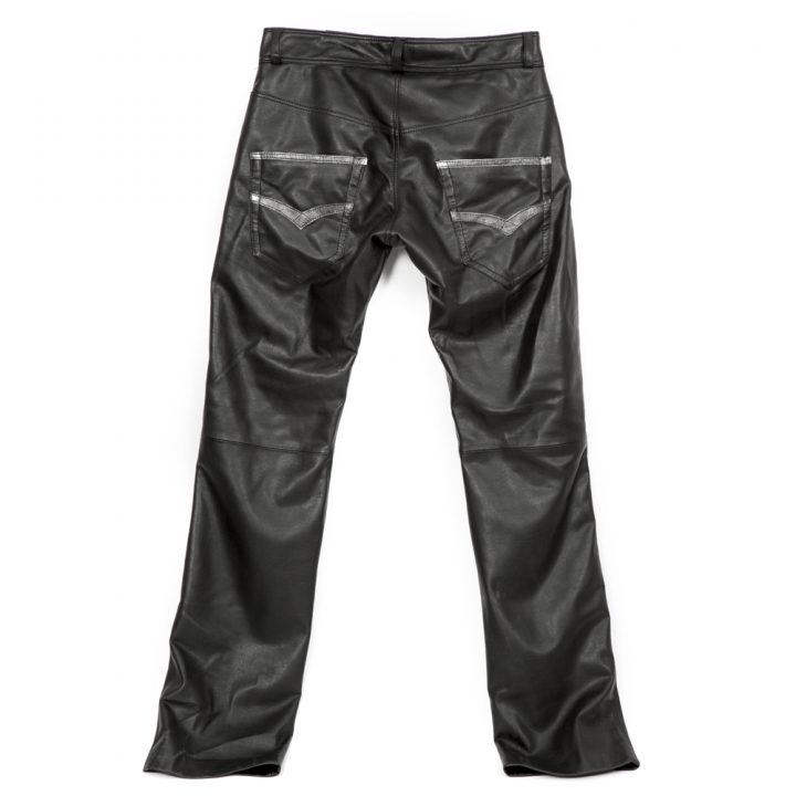 W.PANTS012-R1 BLACK LEATHER PANTS – Image 2