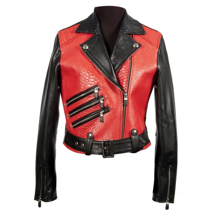 W.PUNKJACK01-R5 PITON ROJO, NAPA NEGRA WOMEN JACKET