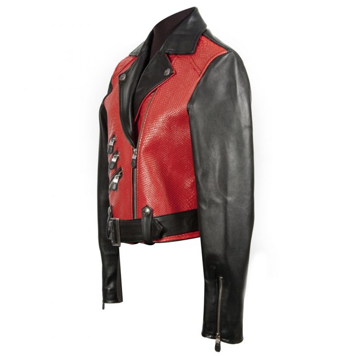 W.PUNKJACK01-R5 PITON ROJO, NAPA NEGRA WOMEN JACKET – Image 2