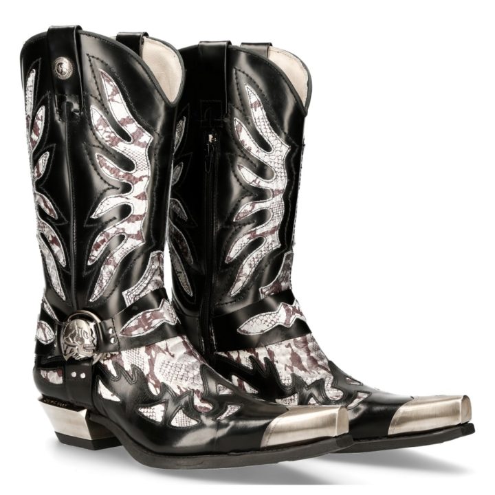 'Bottes hautes' Blanc, Noir New Rock M-7991P-C2