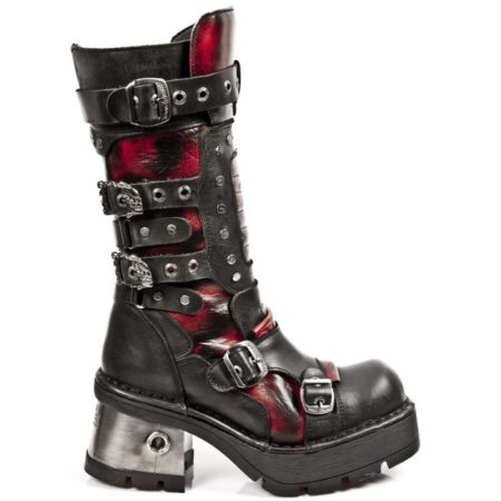 'Bottes hautes' Noir, Rouge New Rock M-1021-C2