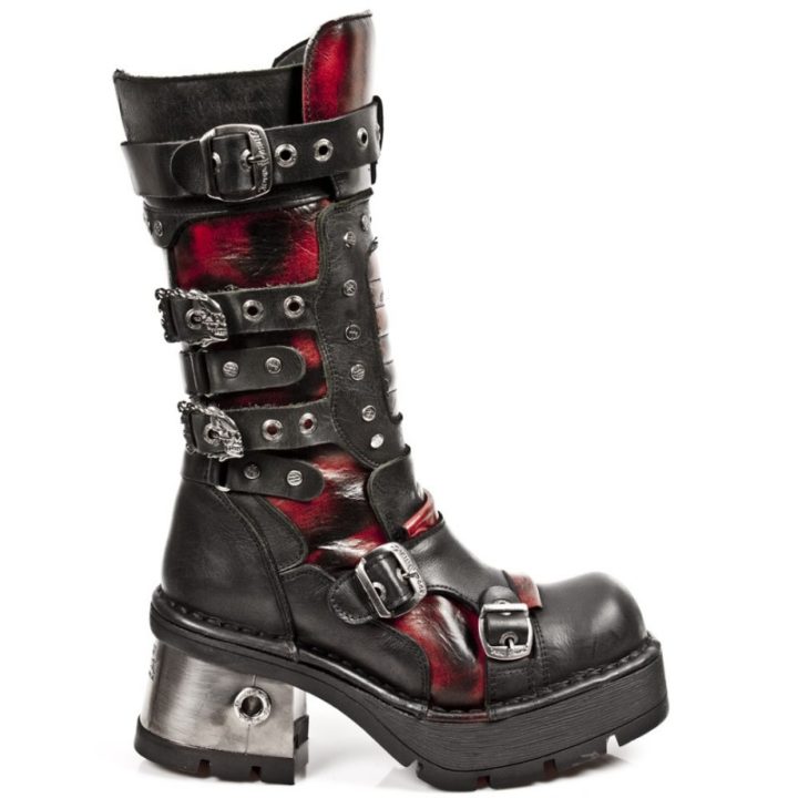 'Bottes hautes' Noir, Rouge New Rock M-1021-C2