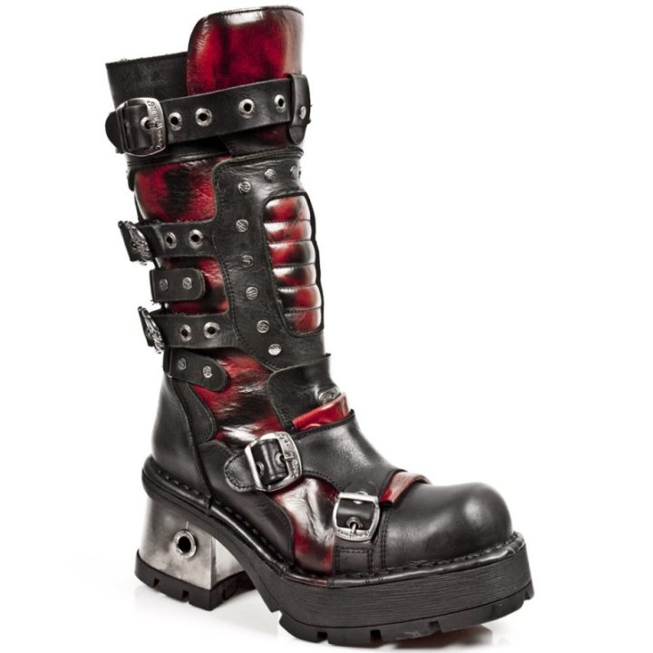 'Bottes hautes' Noir, Rouge New Rock M-1021-C2 – Image 2