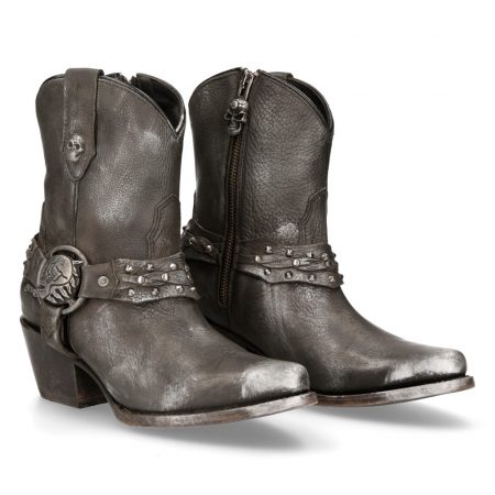 Bottines Argent, Noir New Rock M-WSTM005-S1