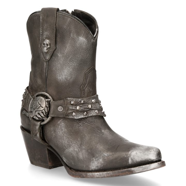 Bottines Argent, Noir New Rock M-WSTM005-S1 – Image 3