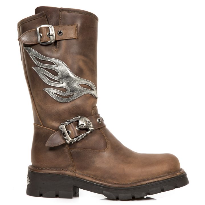 Bottes Argent, Marron New Rock M-MC7601-S2
