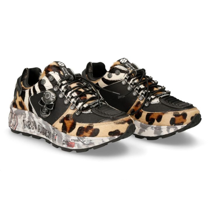 DEPORTIVOS Acier, Blanc, LEOPARDO, Noir New Rock M-CHRONO005-S2