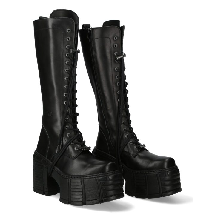 'Bottes hautes' Acier, Noir New Rock M-TM002-C2