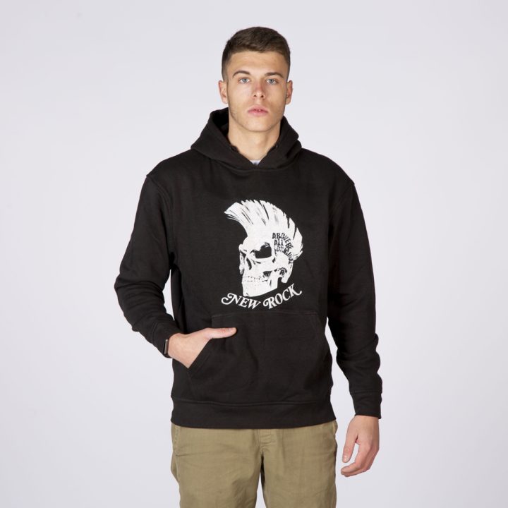 W-NRHOODIE1-S1 NEW ROCK BLACK HOODIE ENGRAVING SKULL PUNK – Image 2