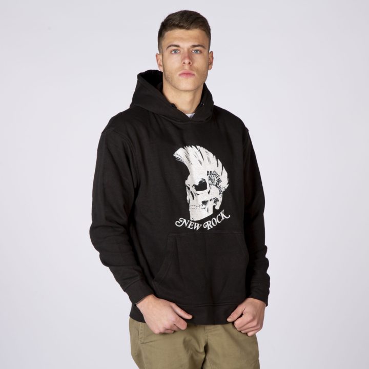 W-NRHOODIE1-S1 NEW ROCK BLACK HOODIE ENGRAVING SKULL PUNK – Image 3