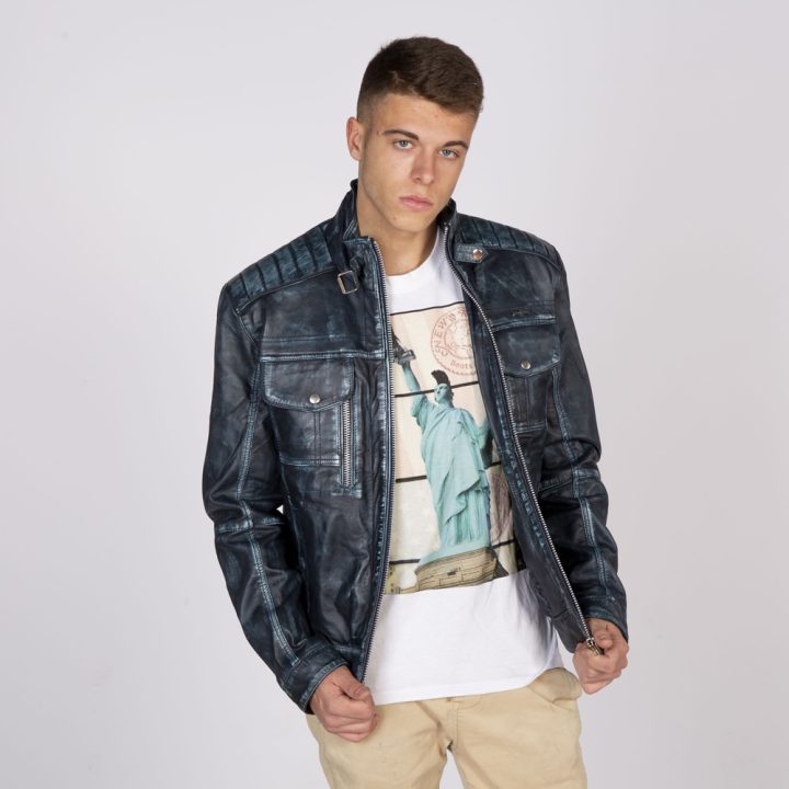 W-NRLMJ029-S1 MENS LEATHER JACKETS MADE OF NAVY VINTAGE : 1802 – Image 5