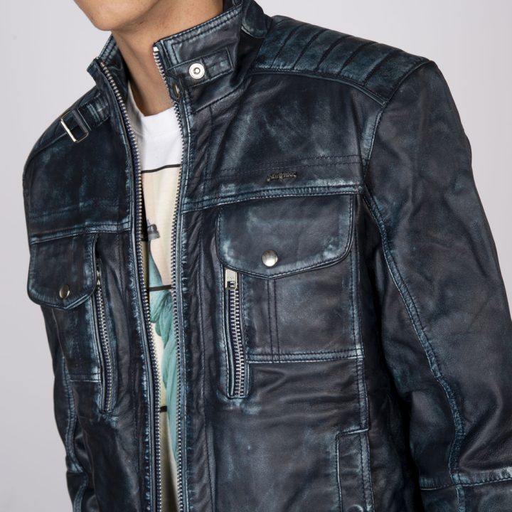 W-NRLMJ029-S1 MENS LEATHER JACKETS MADE OF NAVY VINTAGE : 1802 – Image 6