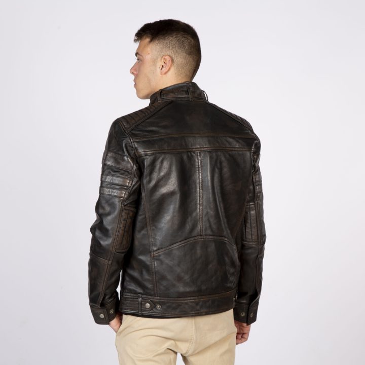 W-NRLMJ030-S1 MENS LEATHER JACKETS MADE OF SHEEP NAPA BLACK RUB OFF WAX : 1106 – Image 3