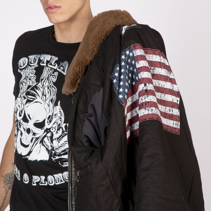 W-NRLMJ033-S1  sheep boston brown New Rock Badges and Labels New Rock Metal Logo on LHS Waist Pocket US Flag Lining 5046 – Image 6