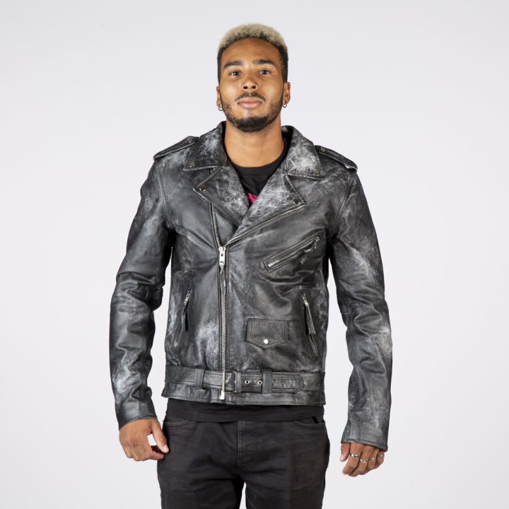 W-NRLMJ072-S1 MENS JACKETS MADE OF BLACK MILLED  LEATHER GENTS MBF