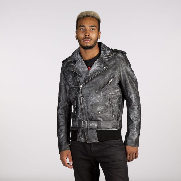 W-NRLMJ073-S1 MENS JACKETS MADE OF BLACK MILLED  LEATHER GENTS MBF