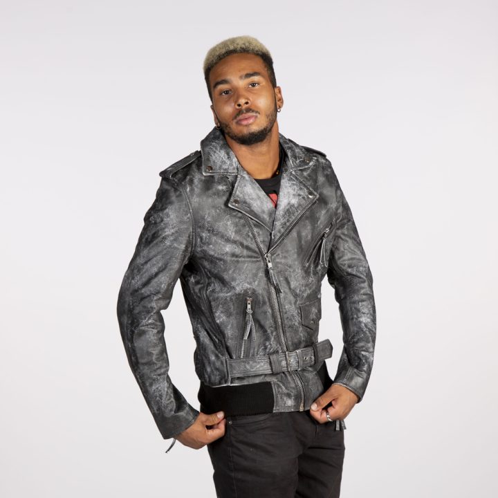 W-NRLMJ073-S1 MENS JACKETS MADE OF BLACK MILLED  LEATHER GENTS MBF – Image 2