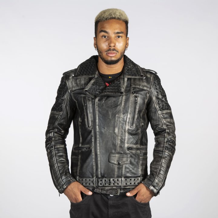 W-NRLMJ074-S1 MENS JACKETS MADE OF BLACK VINTAGE LEATHER    : 9779