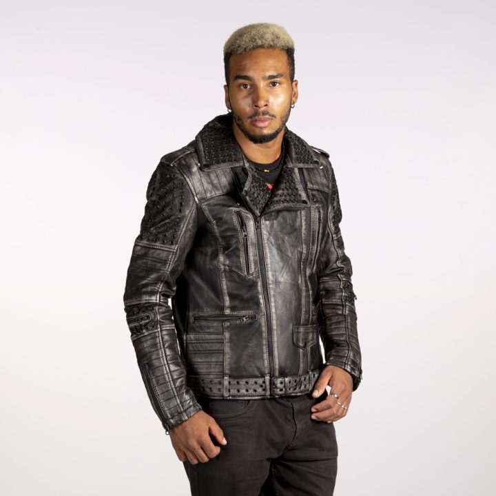 W-NRLMJ074-S1 MENS JACKETS MADE OF BLACK VINTAGE LEATHER    : 9779 – Image 2
