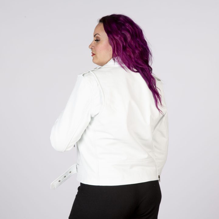 W-NRLWJ006-S5 LADIES WHITE HIDE BRANDO JACKET – Image 3