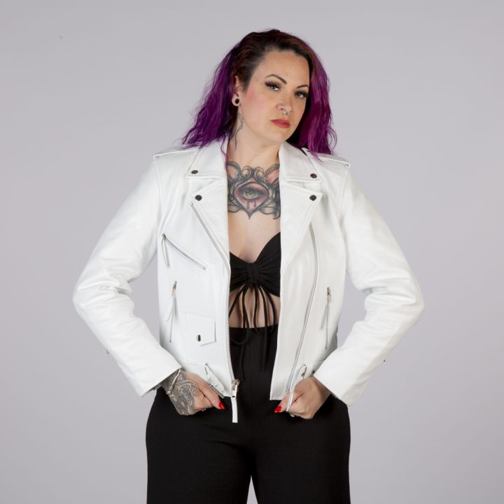 W-NRLWJ006-S5 LADIES WHITE HIDE BRANDO JACKET – Image 5