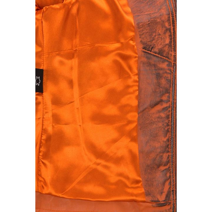 W-NRLWJ018-S1  LADIES JACKETS MDE OF SHEEP NAPA ORANGE DIRTY WAX : 3061 – Image 5