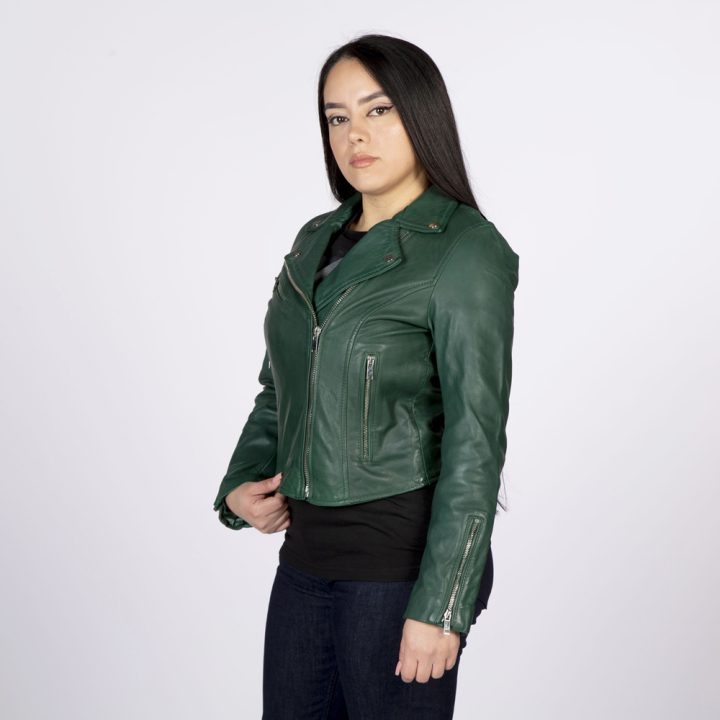 W-NRLWJ068-S2 LADIES GREEN NAPPA JACKET 054 – Image 2