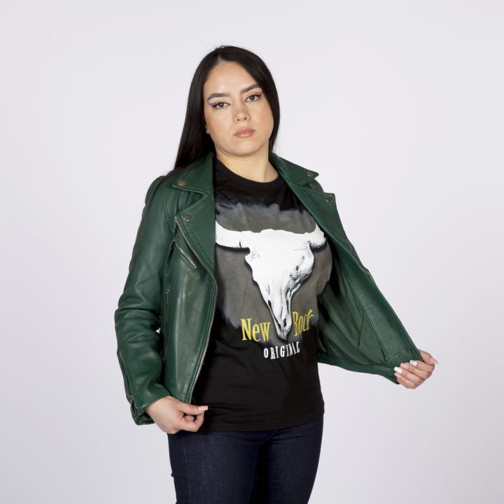 W-NRLWJ068-S2 LADIES GREEN NAPPA JACKET 054 – Image 5